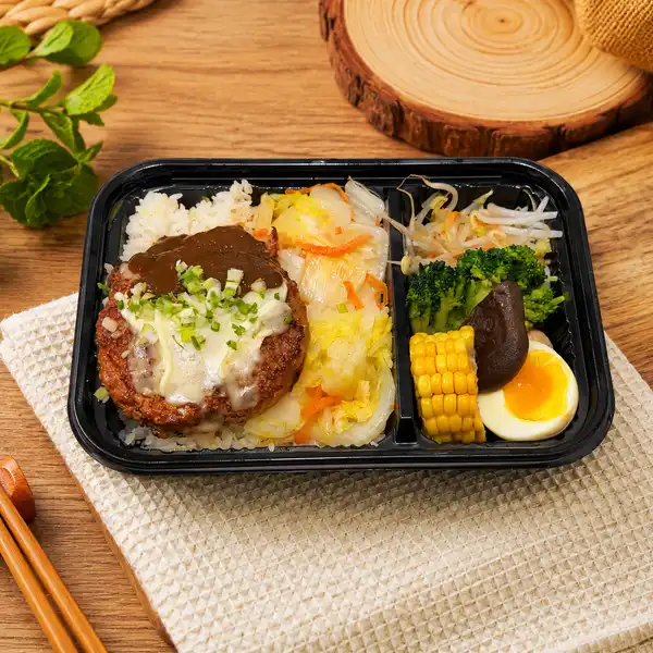 Siid飯健康餐盒 黑咖哩起司漢堡排(豬)