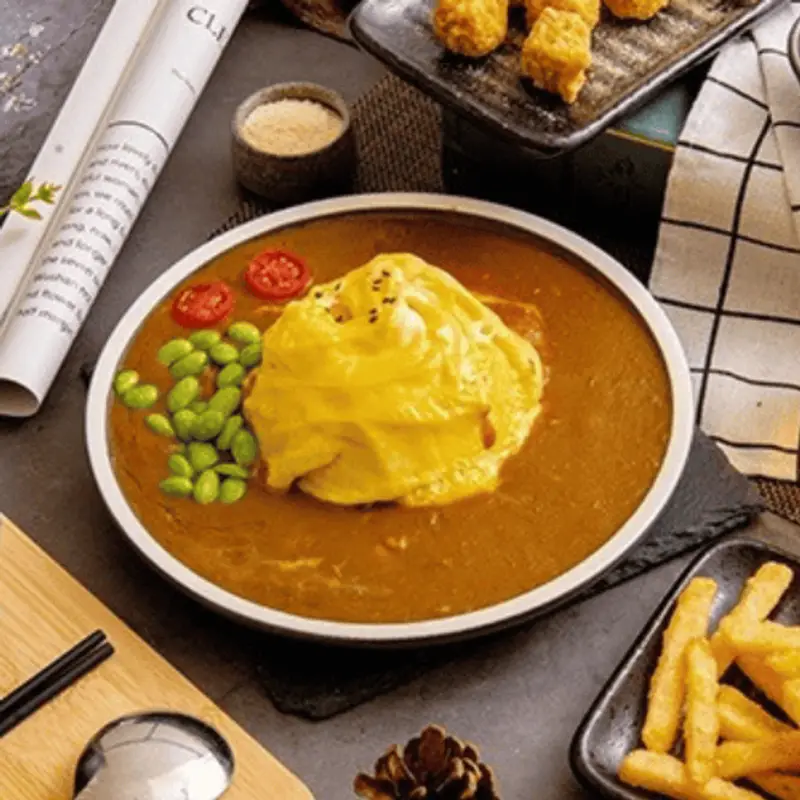 雙醬咖哩巨蛋店 起司歐姆蛋包飯|素食咖哩