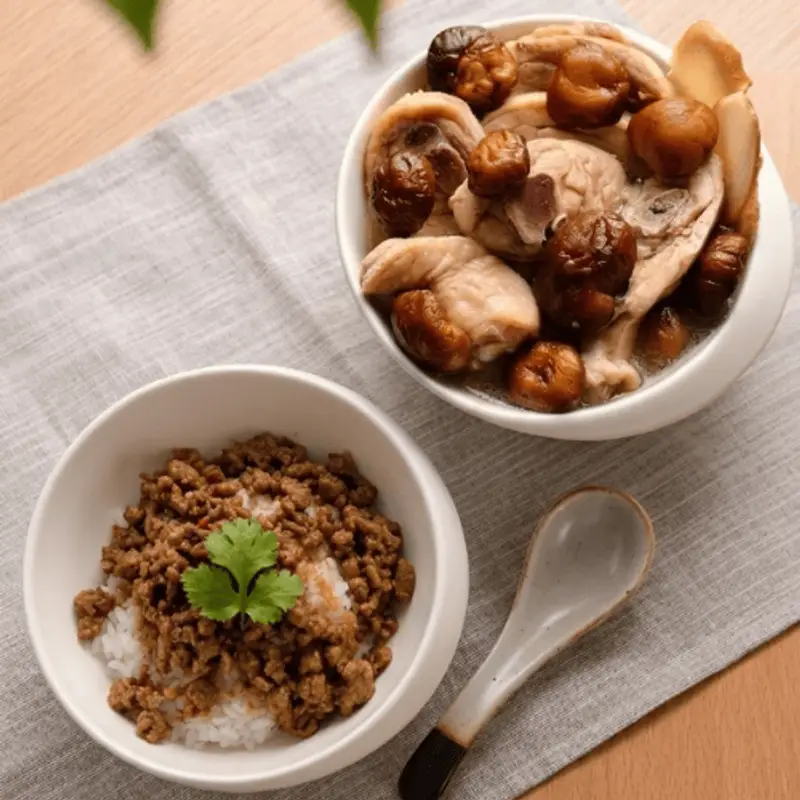 雞優穀養生藥膳 香菇嫩雞腿湯加肉燥飯