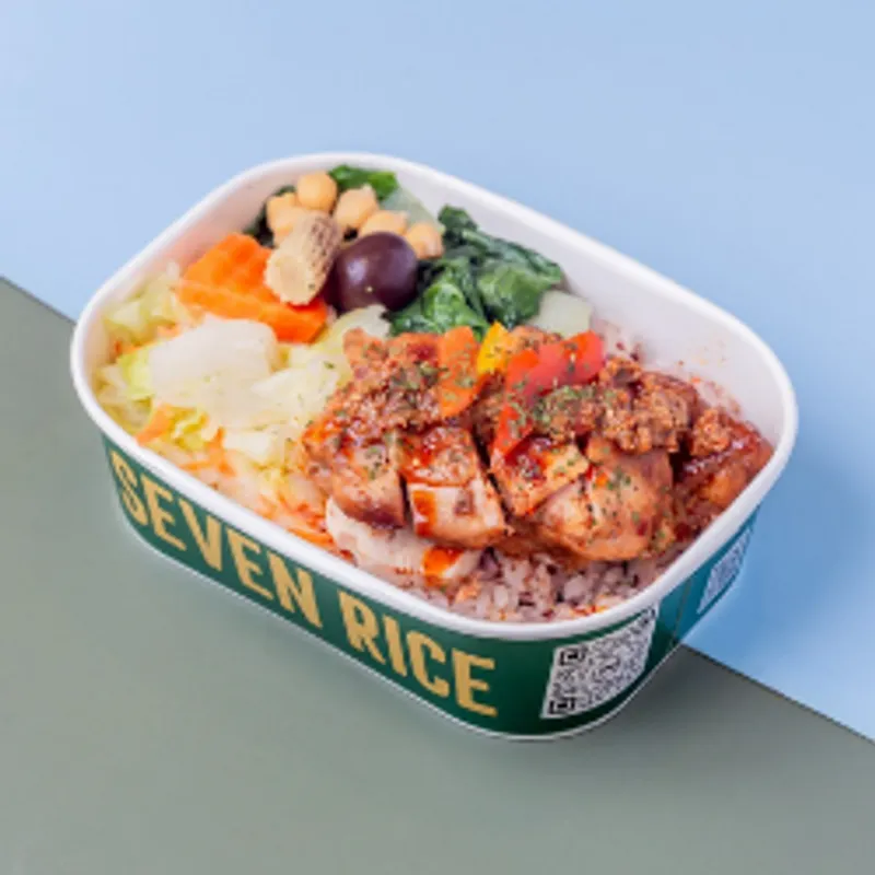 七飯SEVEN RICE仁愛店 青花椒辣麻麻烤雞腿餐盒