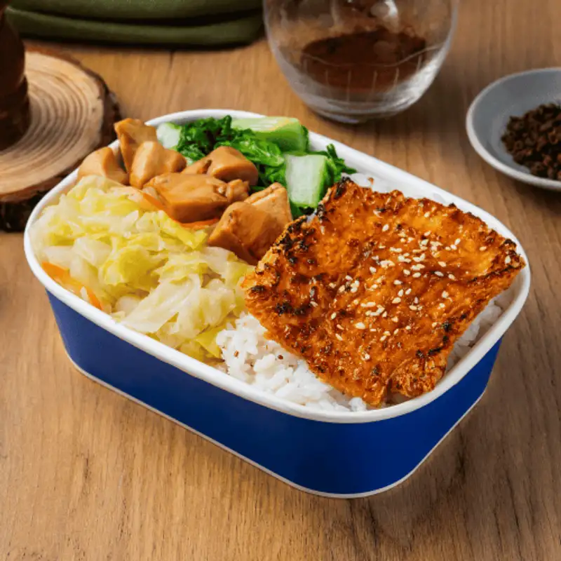 健美人健康餐錦州店 Grilled & Fried Crispy Tofu Skin Bento