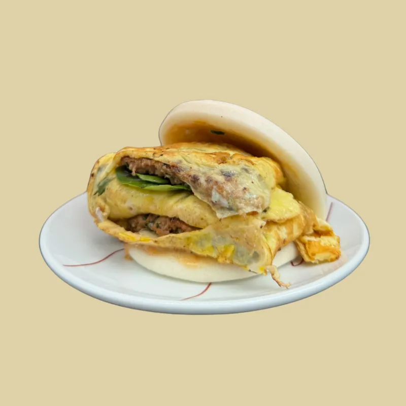 朝美料 塔香豬肉排歐姆雙蛋刈包