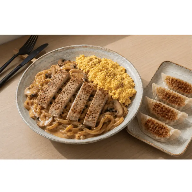 拉亞漢堡北市莊敬店 麵麵俱到蘑菇+4顆煎餃