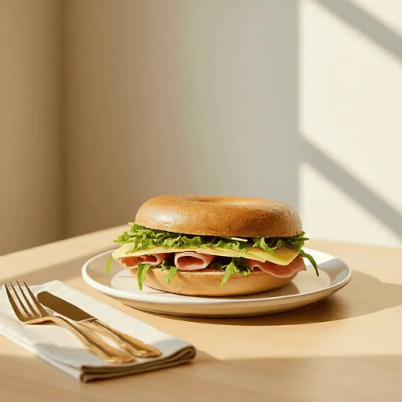漫步藍咖啡松勤店 Ham & Cheese Bagel